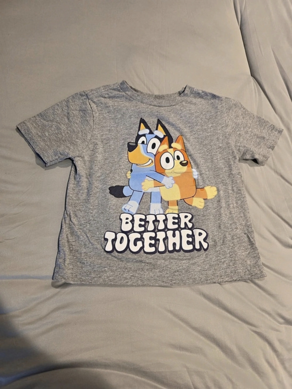 Bluey Better Together Graphic Tee Kids Gray & Blue Short Sleeve